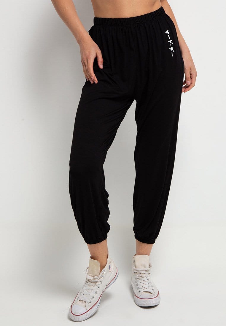 Third Day LC002 Celana Wanita Jogger Instacool Loungewear Hitam Katakana