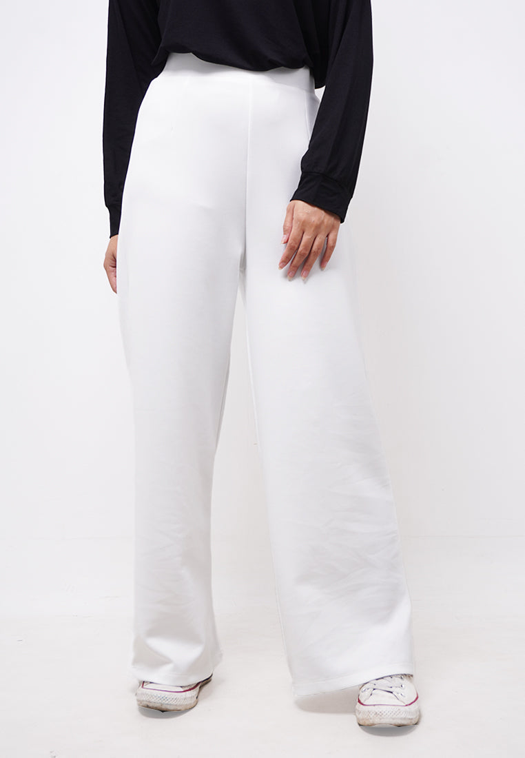 Third Day LC017 TDLA Celana Kulot High Waist Scuba Aiko White