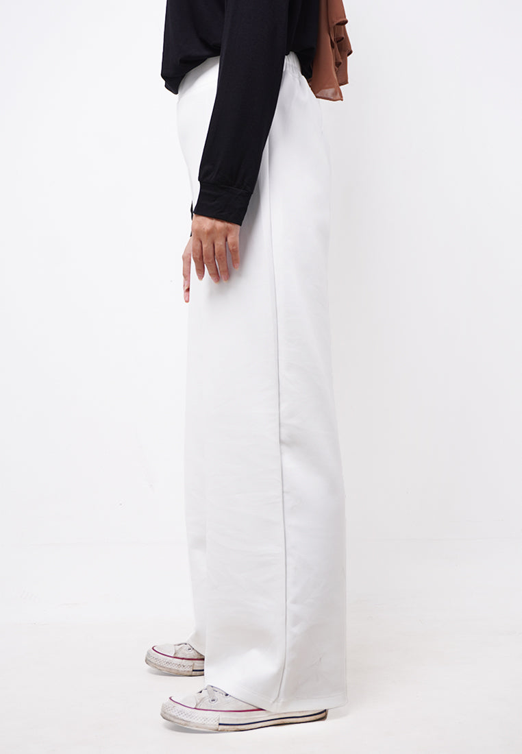 Third Day LC017 TDLA Celana Kulot High Waist Scuba Aiko White