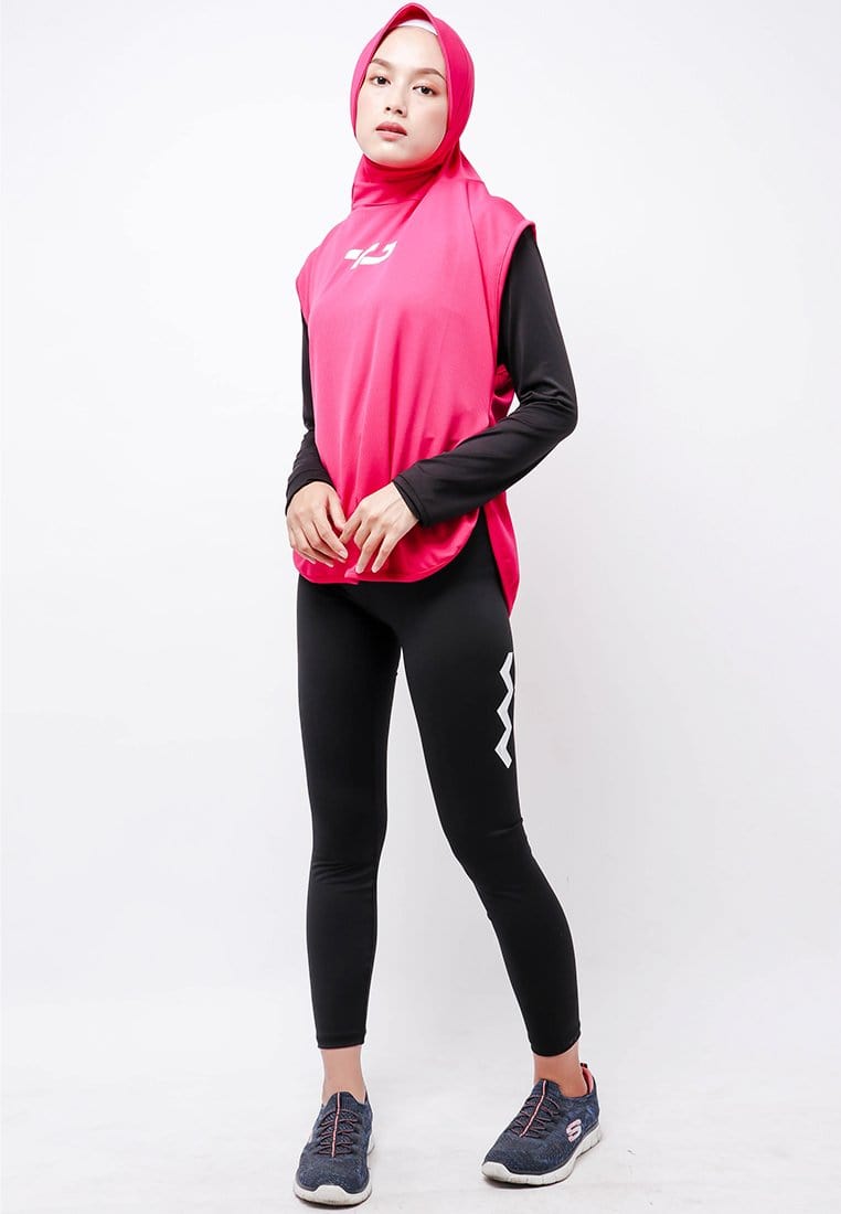 Td Active LH076 HBS Hijab Sport Outer Senam 2-In-1 Hoodie Pink