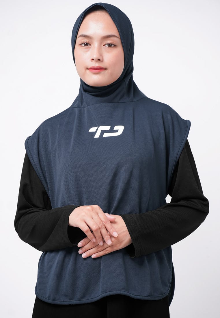 Td Active LH077 Hbs Hijab Sport Outer Senam 2-In-1 Hoodie Abu Tua