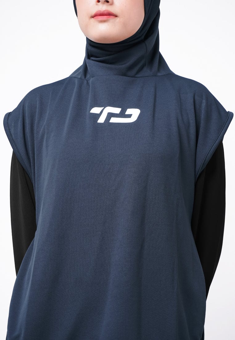 Td Active LH077 Hbs Hijab Sport Outer Senam 2-In-1 Hoodie Abu Tua