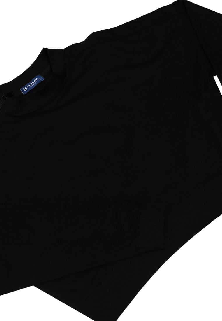 Thirdday LO014 Croptop Crewneck Sweater Katakana Hitam Ladies