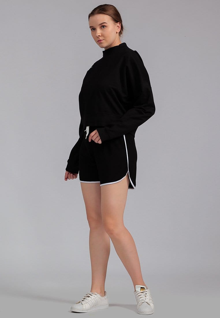 Thirdday LO014 Croptop Crewneck Sweater Katakana Hitam Ladies