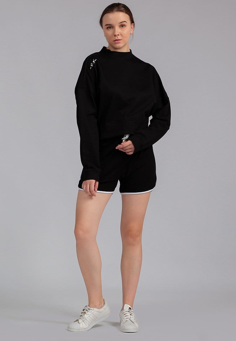 Thirdday LO014 Croptop Crewneck Sweater Katakana Hitam Ladies