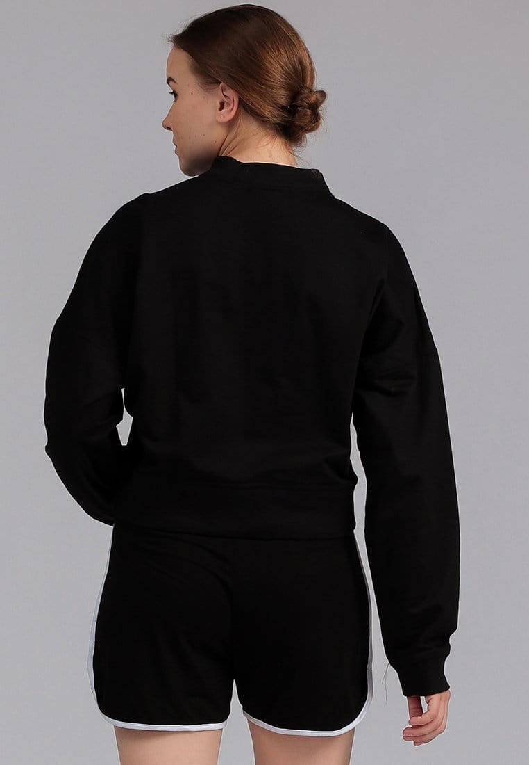 Thirdday LO014 Croptop Crewneck Sweater Katakana Hitam Ladies