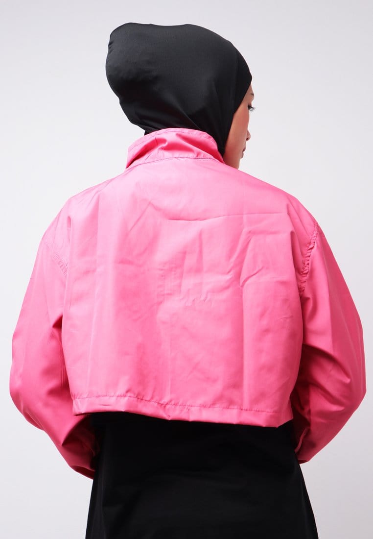 Third Day LO021 Jaket Sporty Parka Crop Wanita Parasit Zigzag Pink Putih