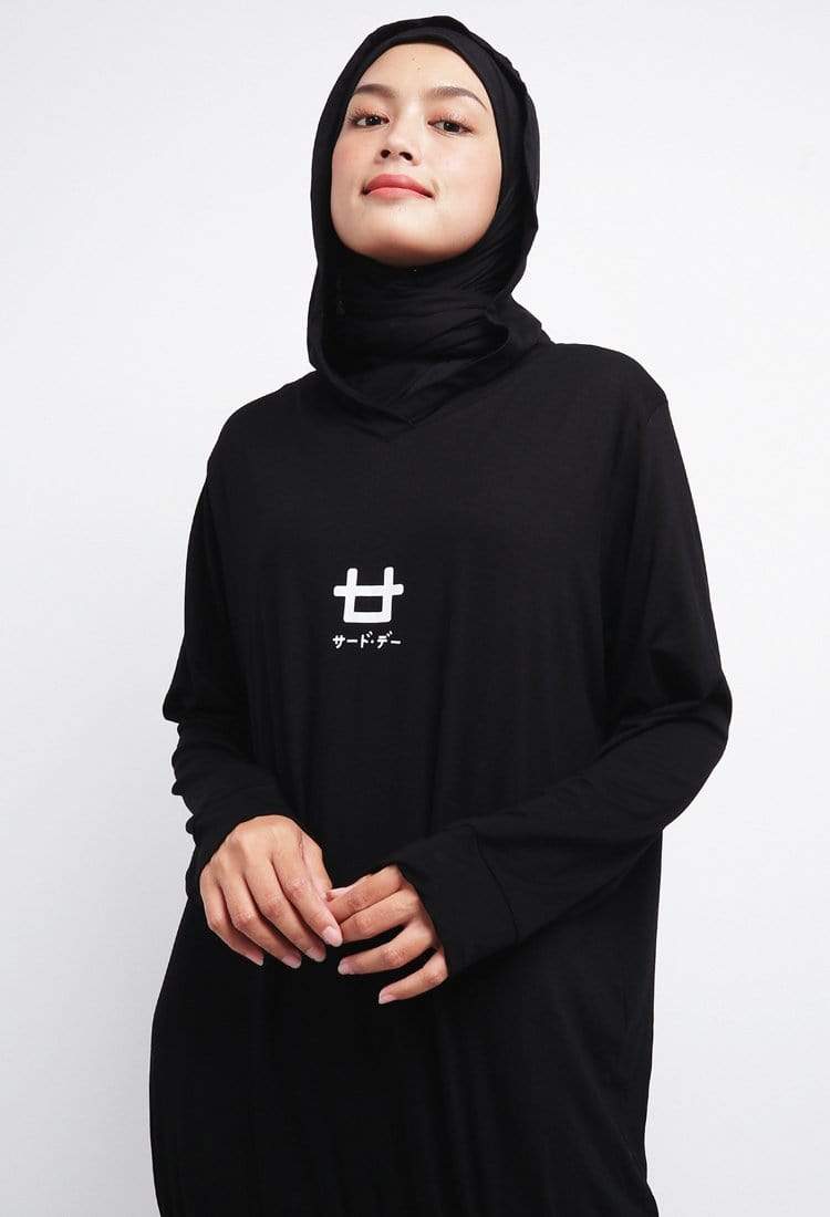 Third Day LO023 Hoodie Dress Wanita Ladies Evocot Logo Hitam