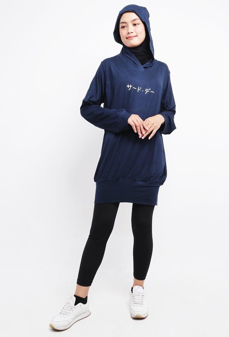 Third Day LO024 Hoodie Dress Wanita Ladies Evocot Katakana Navy