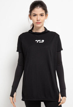 Td Active LS081 Baju senam olahraga manset inner 2-in-1 dual layer hitam