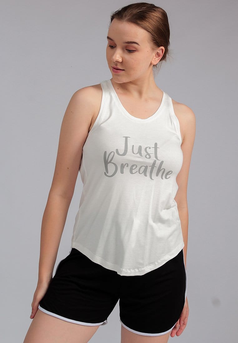 Td Active LS098 Ybc Yoga Sleeveless Just Breathe White