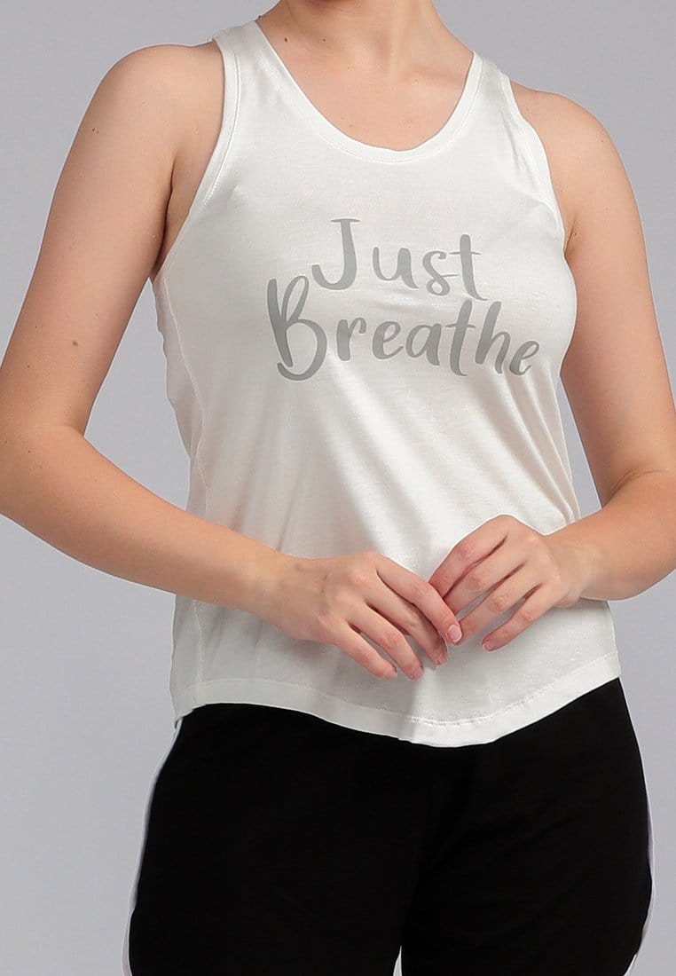 Td Active LS098 Ybc Yoga Sleeveless Just Breathe White