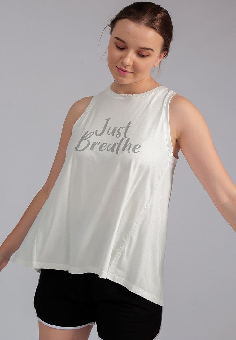 Td Active LS099 Yb2 Yoga Sleeveless Just Breathe White