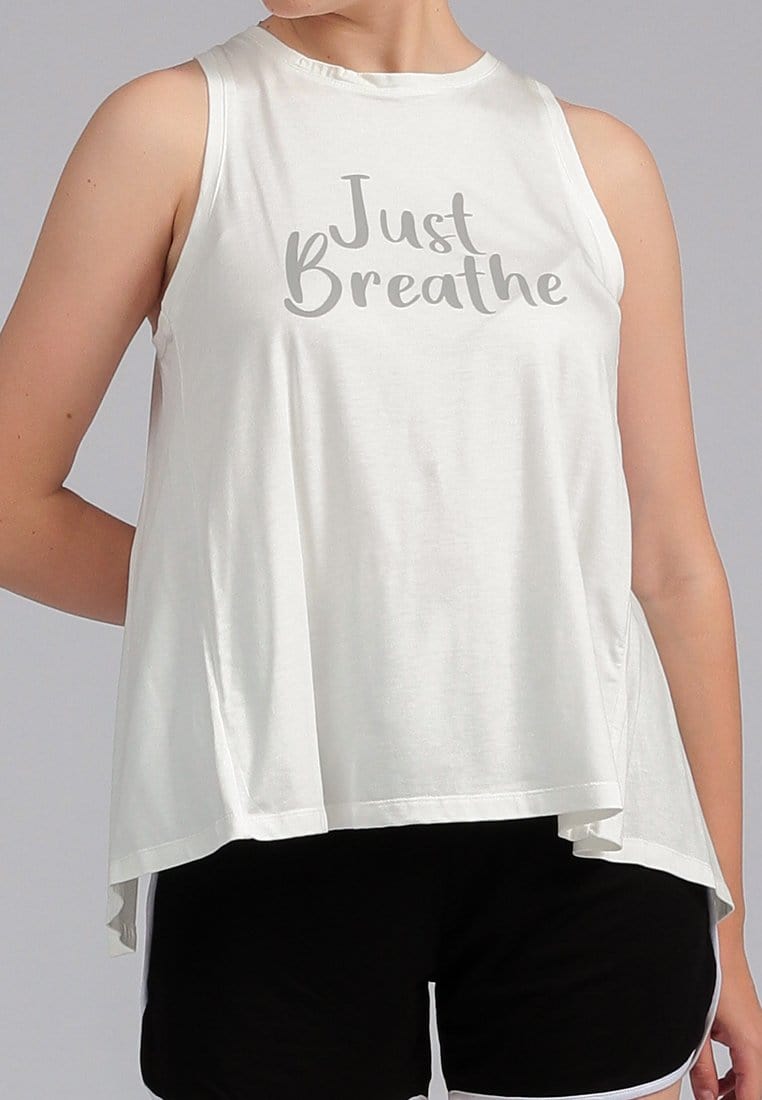 Td Active LS099 Yb2 Yoga Sleeveless Just Breathe White