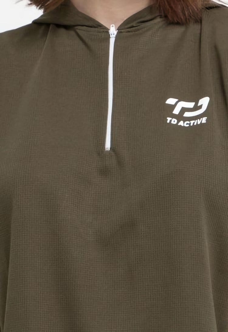 Td Active LSA01 Swagger Top With Hoodie Green Army