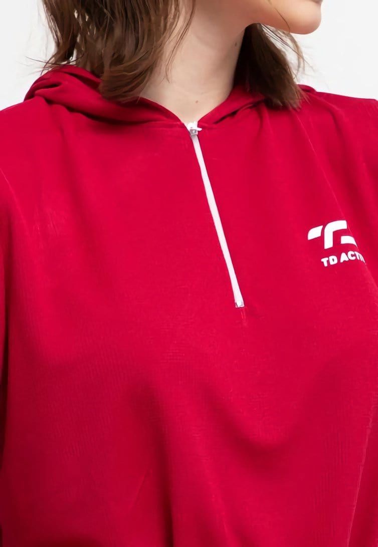Td Active LSA02 Swagger Top With Hoodie Maroon