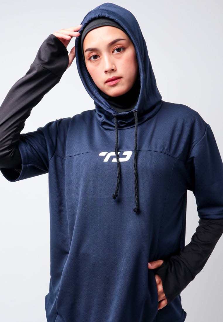 Td Active LSA03 ONH Outer Senam Sepeda Sport Hoodie High Neck Navy