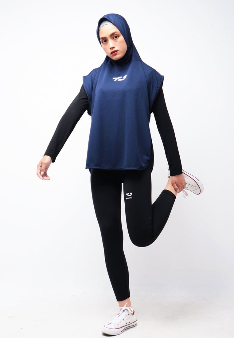 Td Active LSA04 Hbs Hijab Sport Outer Senam 2-In-1 Hoodie Navy