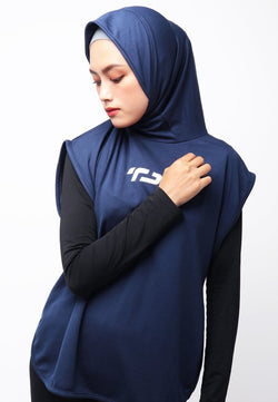 Td Active LSA04 Hbs Hijab Sport Outer Senam 2-In-1 Hoodie Navy