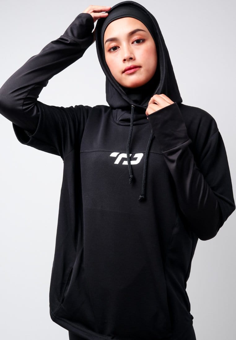 Td Active LSA05 ONH Outer Senam Sepeda Sport Hoodie High Neck Hitam