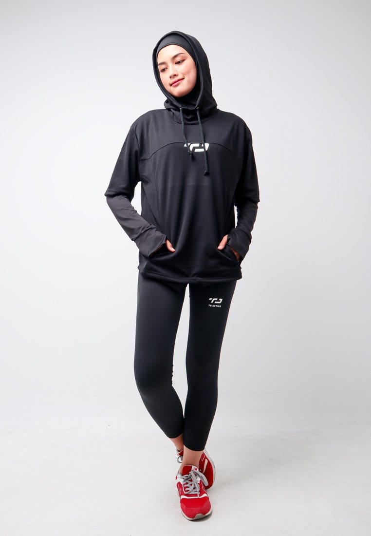 Td Active LSA05 ONH Outer Senam Sepeda Sport Hoodie High Neck Hitam