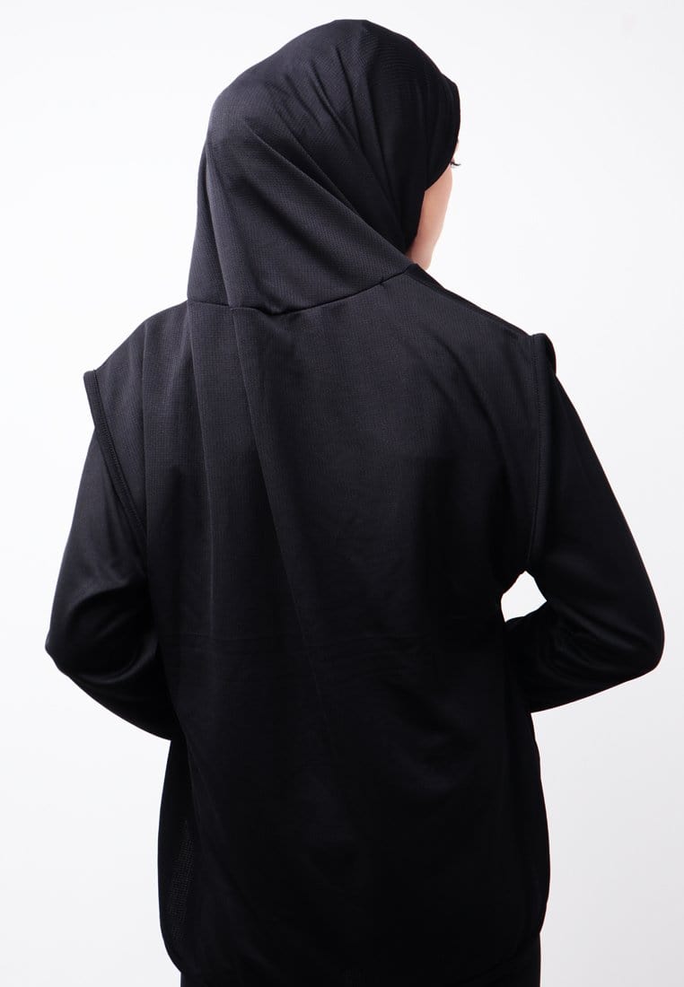 Td Active LSA06 Hbs Hijab Sport Outer Senam 2-In-1 Hoodie Hitam
