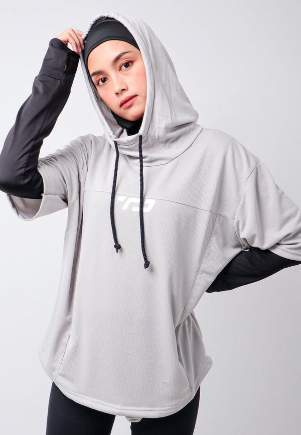 Td Active LSA07 ONH Outer Senam Sepeda Sport Hoodie High Neck Abu Muda