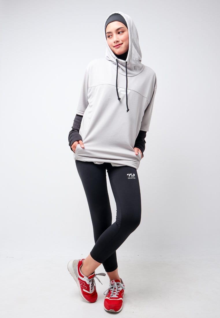 Td Active LSA07 ONH Outer Senam Sepeda Sport Hoodie High Neck Abu Muda