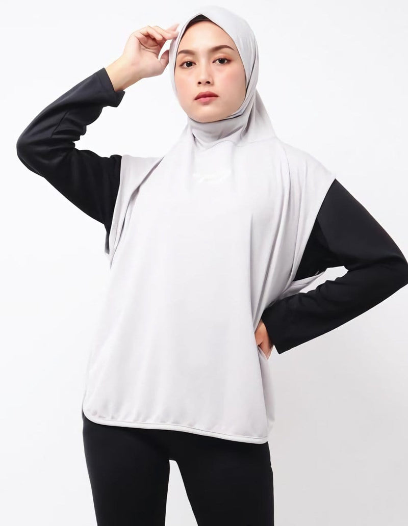 Td Active LSA08 Hbs Hijab Sport Outer Senam 2-In-1 Hoodie Abu Muda