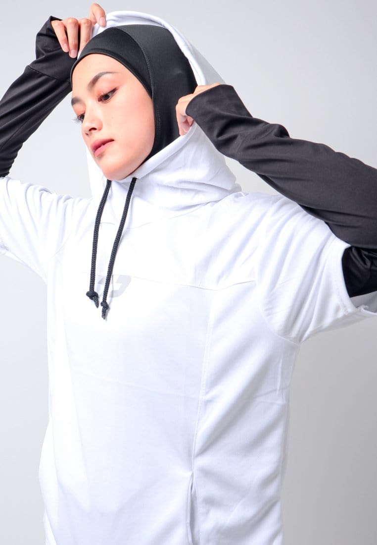 Td Active LSA12 ONH Outer Senam Sepeda Sport Hoodie High Neck Putih