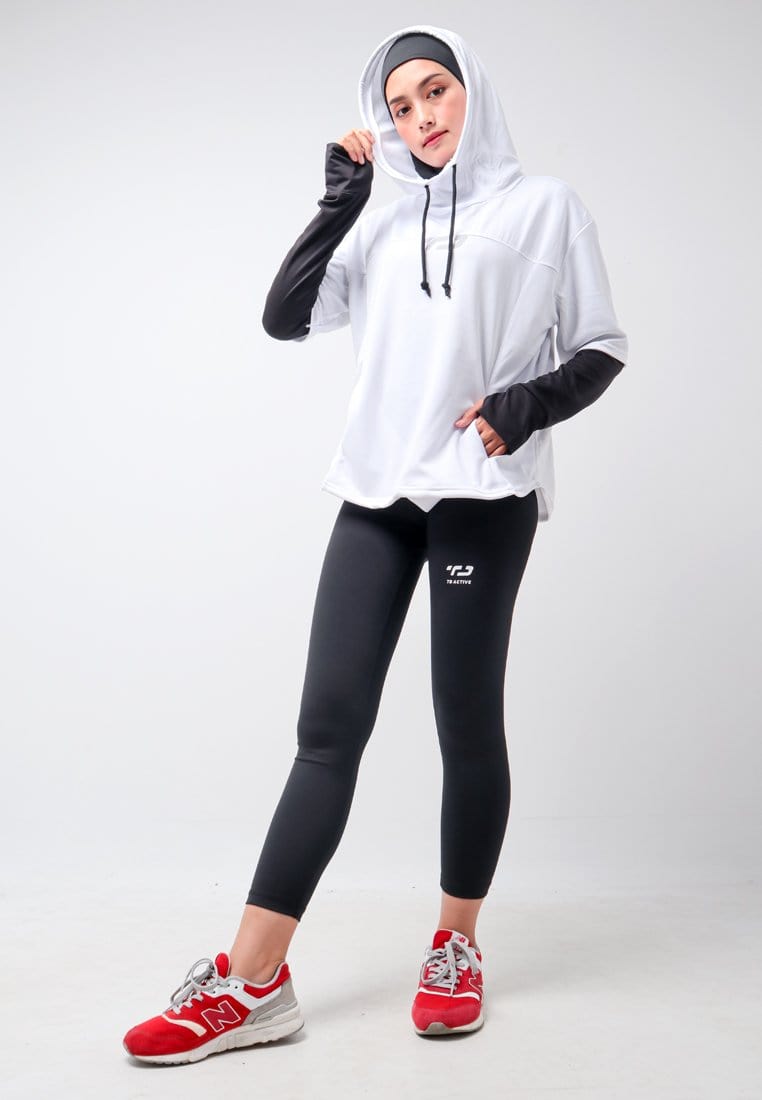 Td Active LSA12 ONH Outer Senam Sepeda Sport Hoodie High Neck Putih