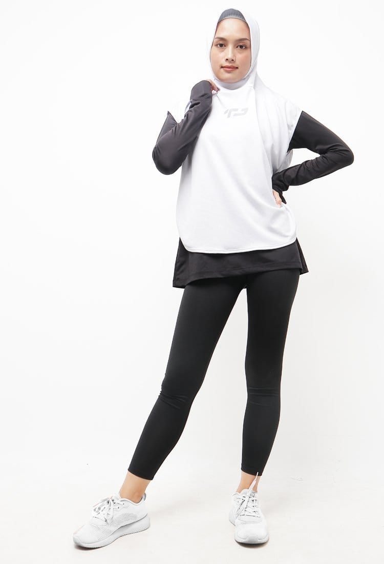 Td Active  LSA13 Hbs Hijab Sport Outer Senam 2-In-1 Hoodie Putih