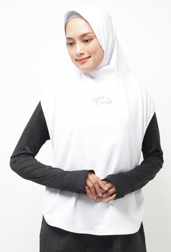Td Active  LSA13 Hbs Hijab Sport Outer Senam 2-In-1 Hoodie Putih
