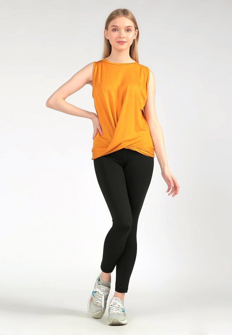 Td Active LSA24 Yoga Pleated Tank Top Polos Kuning Mustard