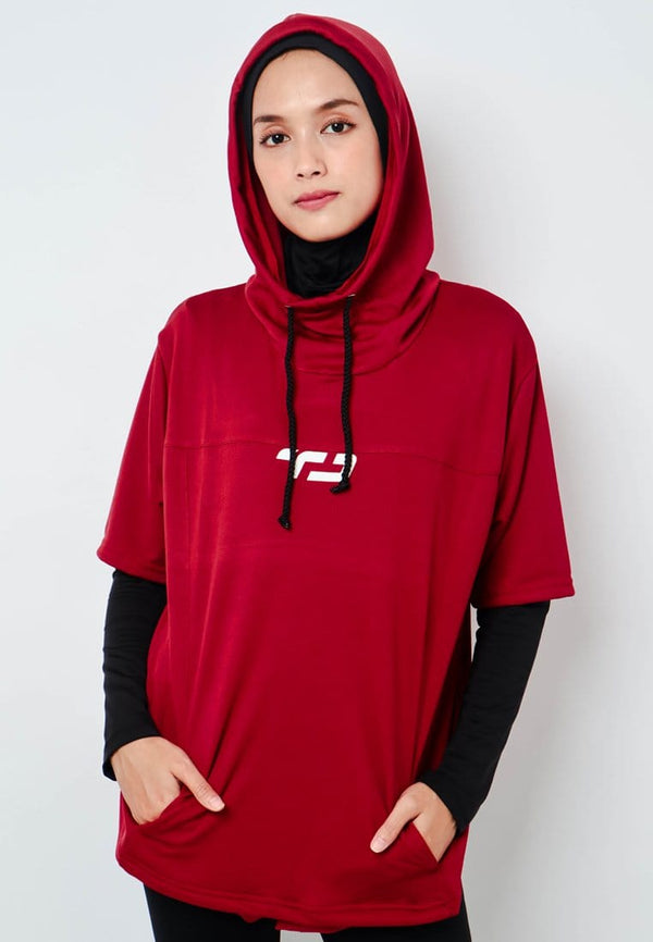 Td Active LSA32 ONH Outer Senam Sepeda Sport Hoodie High Neck Maroon