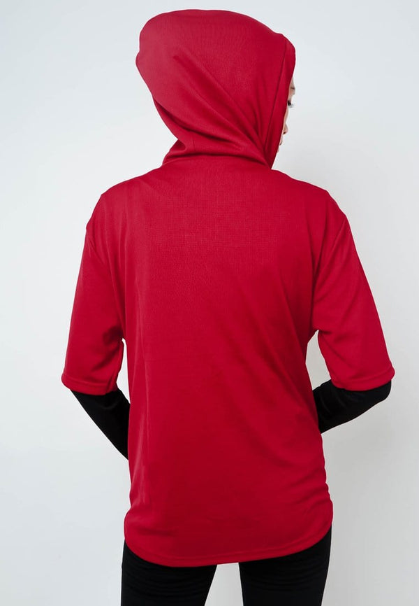 Td Active LSA32 ONH Outer Senam Sepeda Sport Hoodie High Neck Maroon