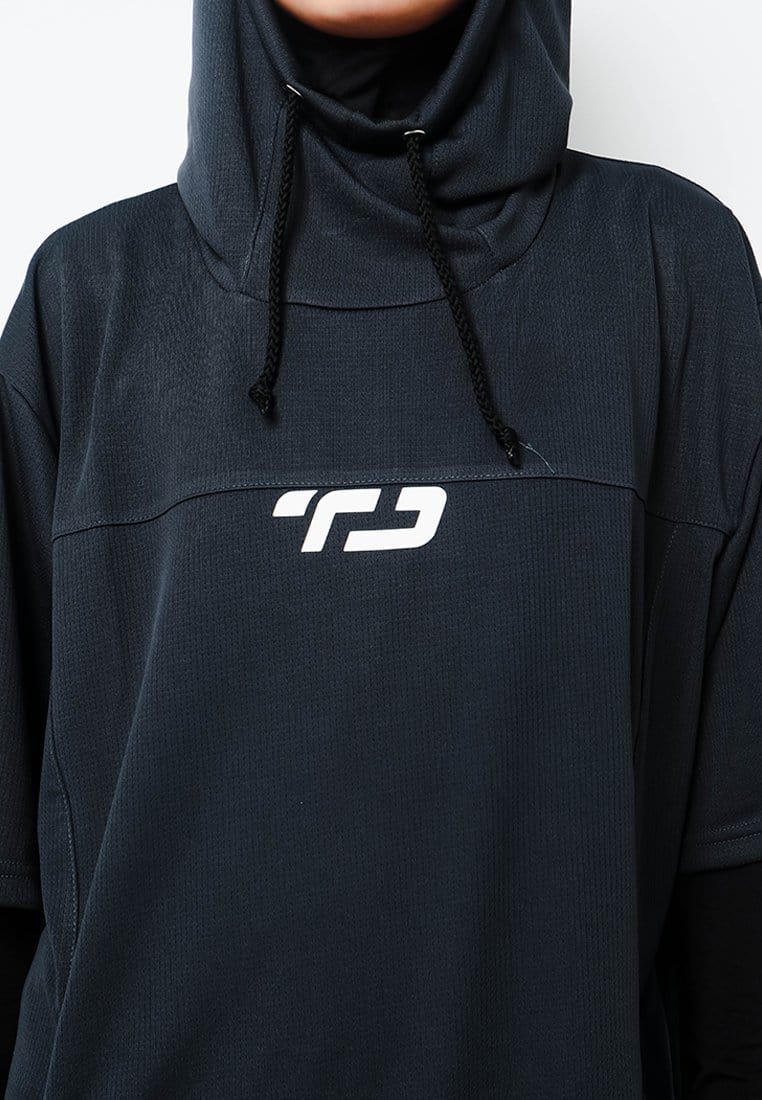 Td Active LSA34 ONH Outer Senam Sepeda Sport Hoodie High Neck Abu Tua