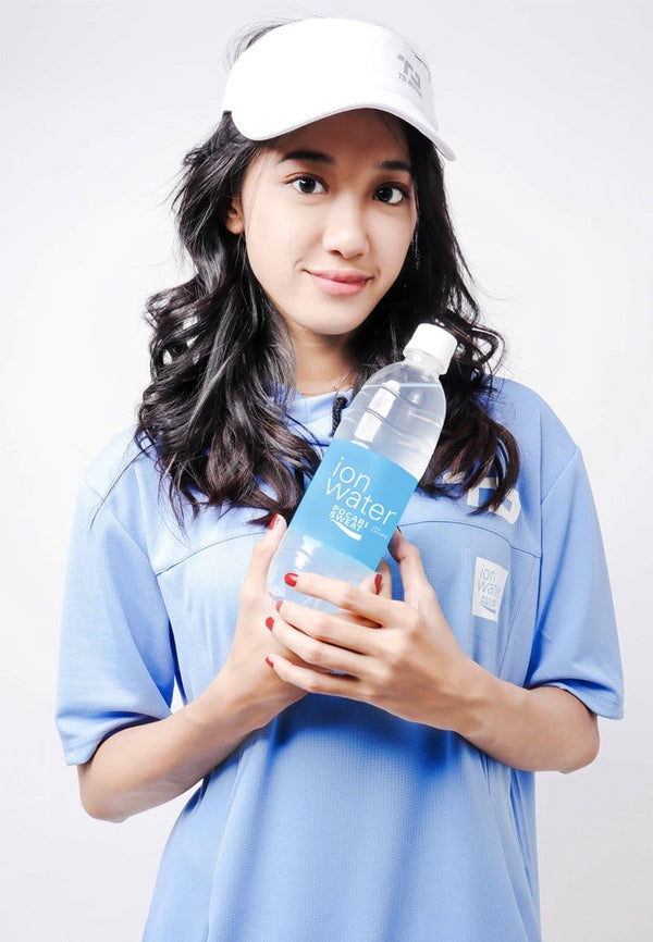 Td Active x Ion Water By Pocari Sweat LSA41 ONH Outer Senam Sepeda Sport Hoodie High Neck Biru Muda