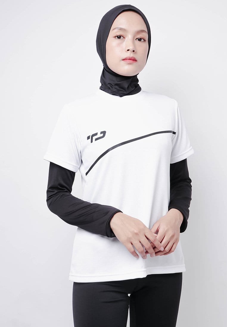 Td Active LSA55 S/S Kaos Olahraga Wanita Lds Sport Dakir Slash Putih