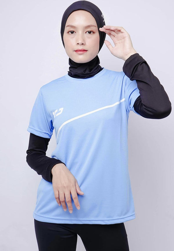 Td Active LSA58 S/S Kaos Olahraga Wanita Lds Sport Dakir Slash Biru Langit