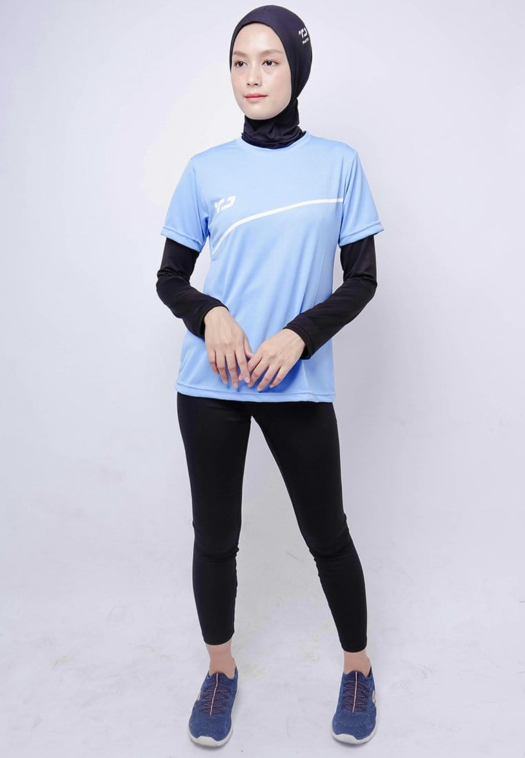 Td Active LSA58 S/S Kaos Olahraga Wanita Lds Sport Dakir Slash Biru Langit