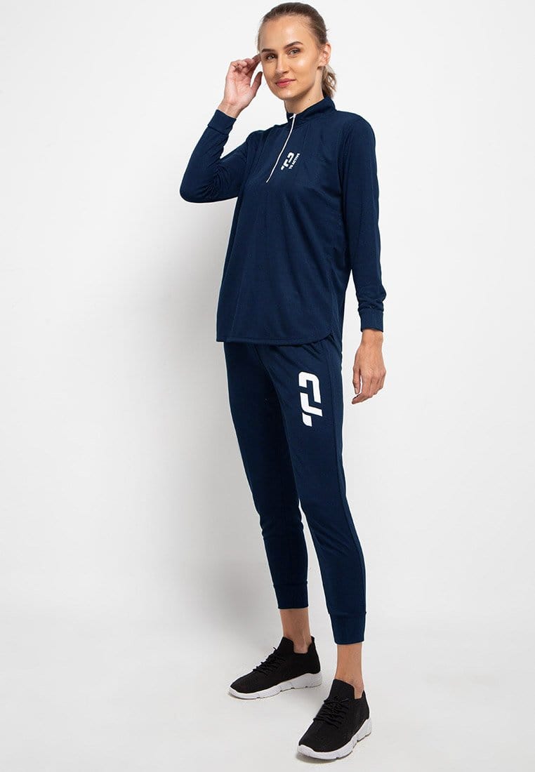 Td Active LSA59 Baju Senam Training Olahraga Wanita Set Jaket Celana Navy