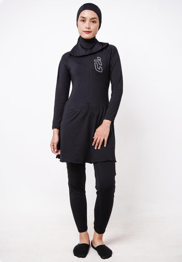 Td Active LSA68 Baju Renang Muslim Jumpsuit Hijab Hitam