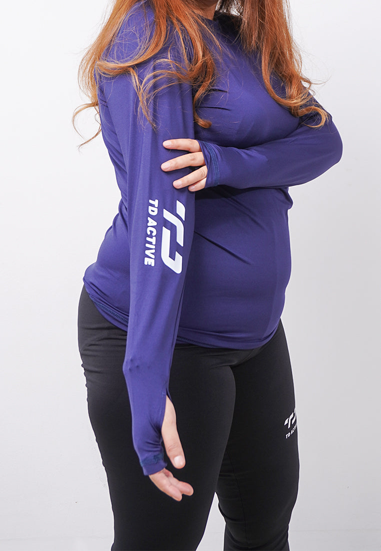 Td Active LSA77 Baselayer Inner Wanita Sport Thumbhole Navy