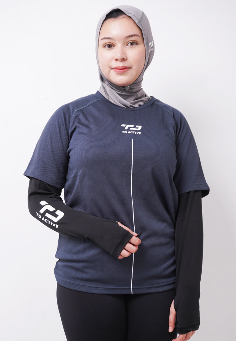 Td Active LSA80 Raglan Abu Tua Kaos Olahraga Wanita