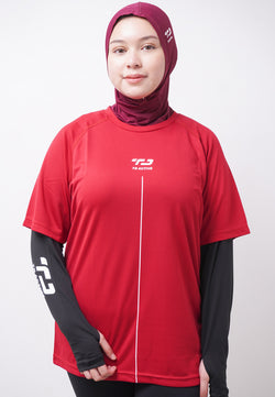 Td Active LSA84 Raglan Merah Ati Kaos Olahraga Wanita