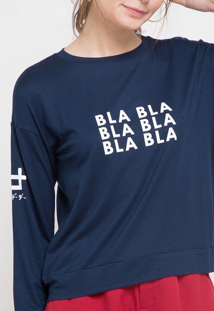 Third Day LTB19D LV bla bla logo arm T-shirt Navy