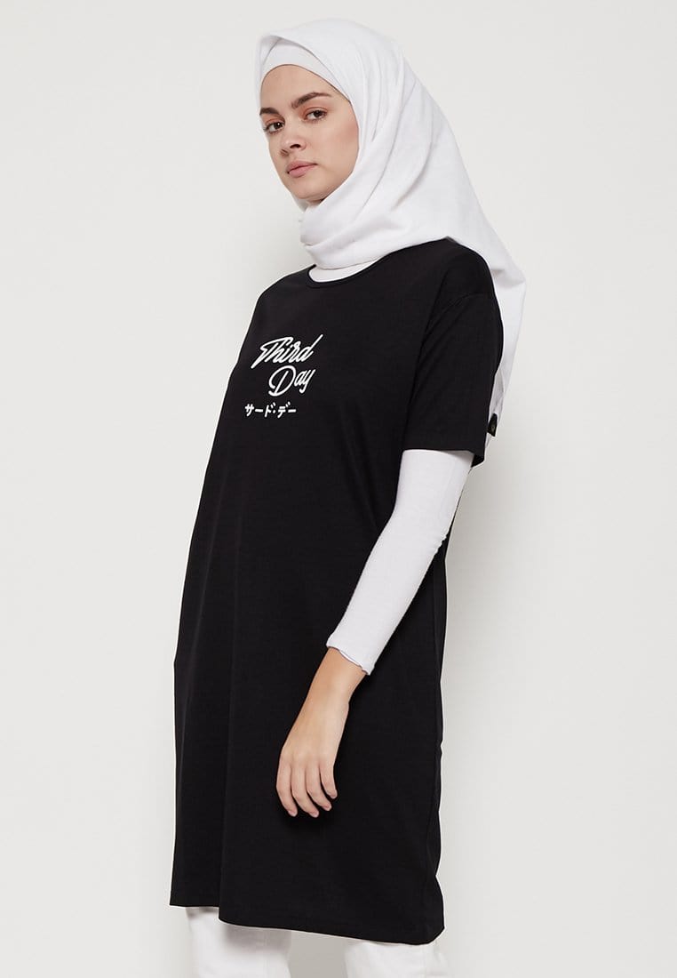 LTB98 LD lds mk thirdday blk long dress ladies Hitam