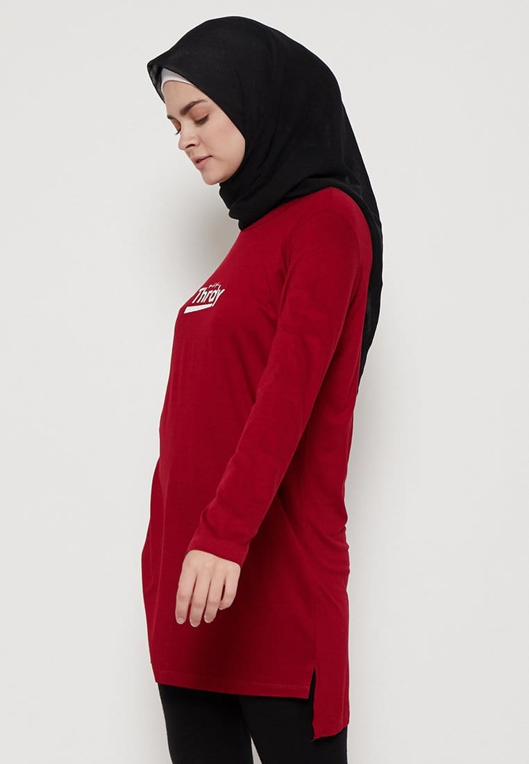 Third Day LTC12 mls thrdy merah maroon kaos tangan panjang hijab