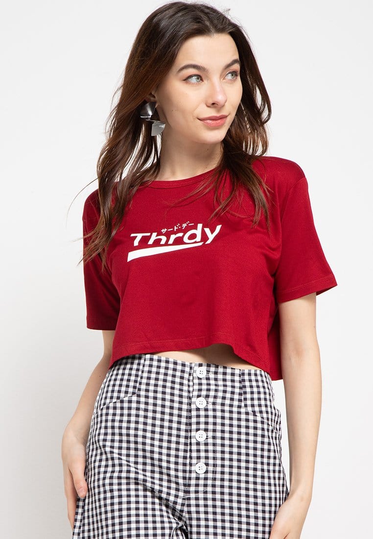 Third Day LTC79 cl crop top thrdy kaos maroon